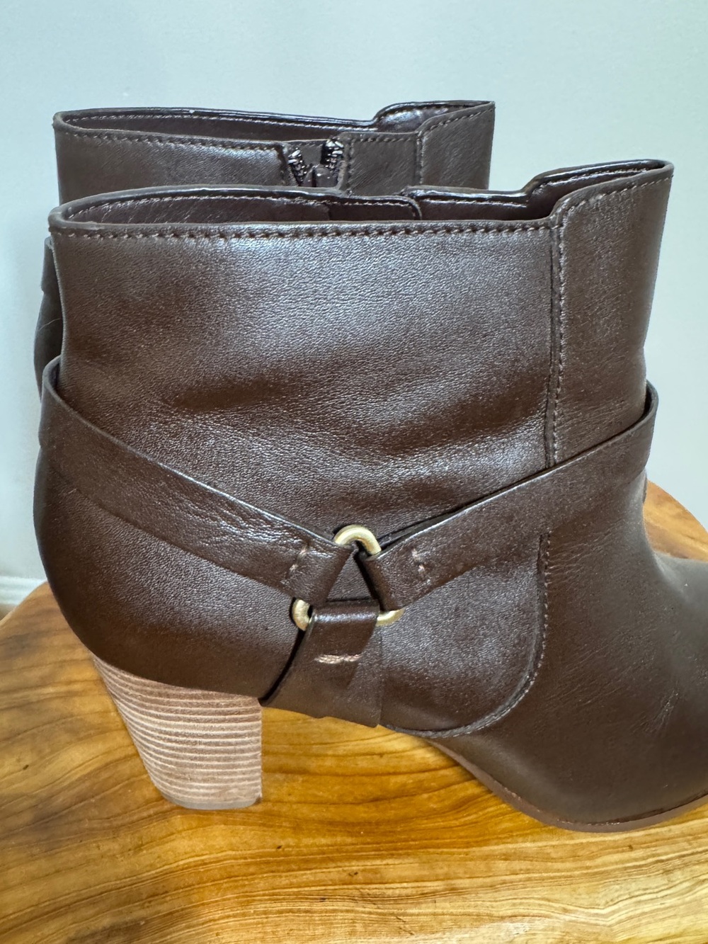 Cole Haan Brown Leather Women's Calixta Harness Ankle Booties Moto Boots Sz. 10B - Picture 5 of 11